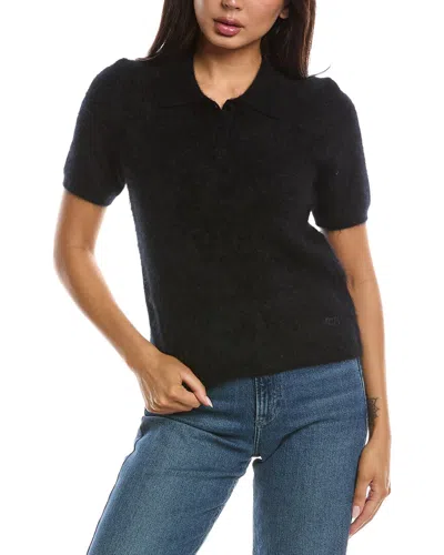 Rag & Bone Jada Brushed Cashmere Polo Sweater In Black