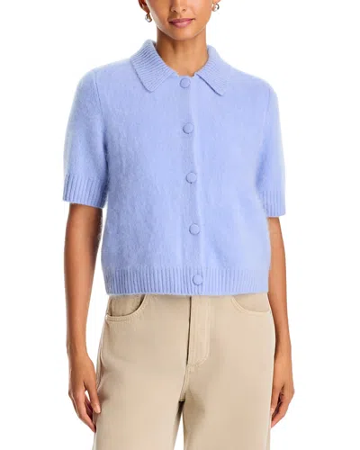 Rag & Bone Jada Brushed Cashmere Short Sleeve Cardigan In Blue