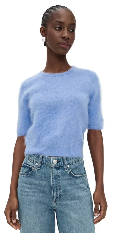 Rag & Bone Jada Brushed Cashmere Short Sleeve Crew Pullover Light Blue