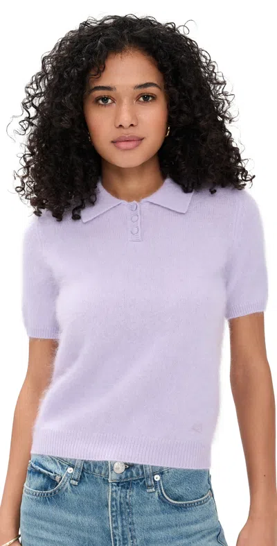 Rag & Bone Jada Brushed Cashmere Short Sleeve Polo Lavender In Purple