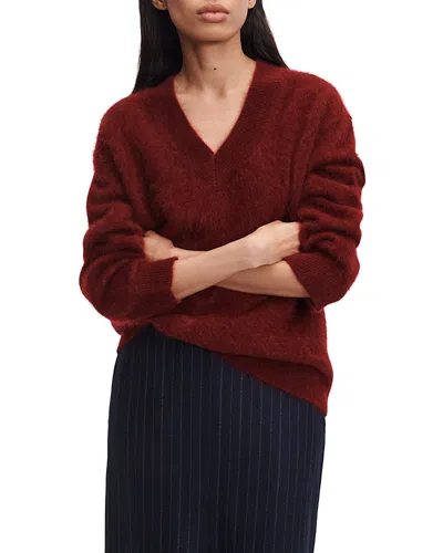 Rag & Bone Jada Brushed Cashmere V Neck Sweater In Burgundy