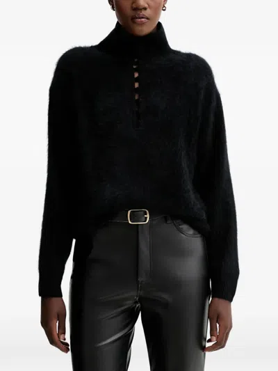 Rag & Bone Jada Buttoned Turtleneck Sweater In Black