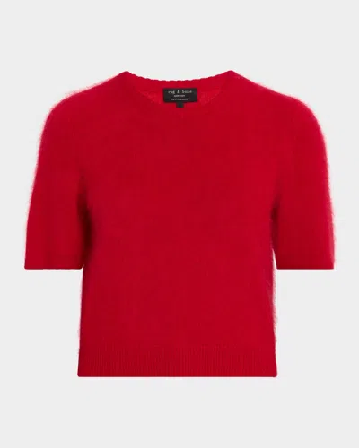 Rag & Bone Jada Cashmere Short-sleeve Sweater In Red