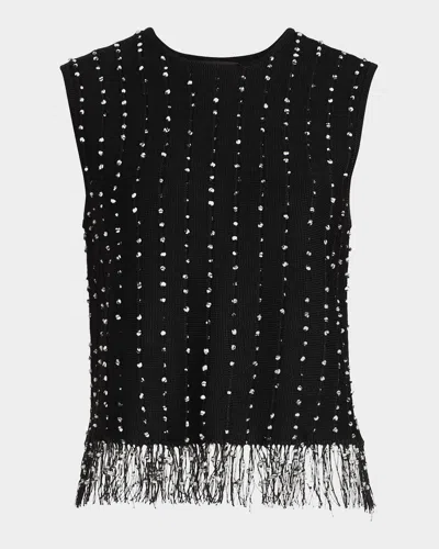 Rag & Bone James Crochet Fringed Tank In Black