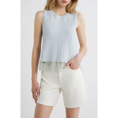 Rag & Bone James Fringe Hem Sweater Tank In Blue