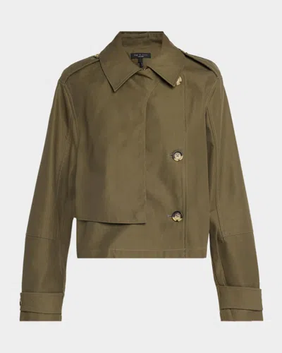 Rag & Bone Jamie Cropped Cotton Trench Coat In Argrn