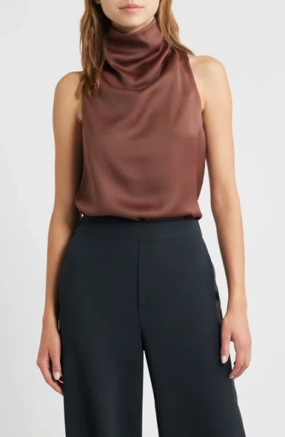 Rag & Bone Jana Sleeveless Cowl Neck Top In Brown