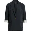 Rag & Bone Jennie Elbow Sleeve Crepe Blazer In Black