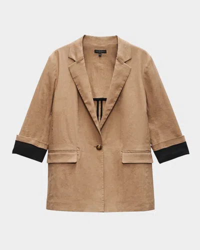 Rag & Bone Jennie Linen Blazer In Mutedbrown