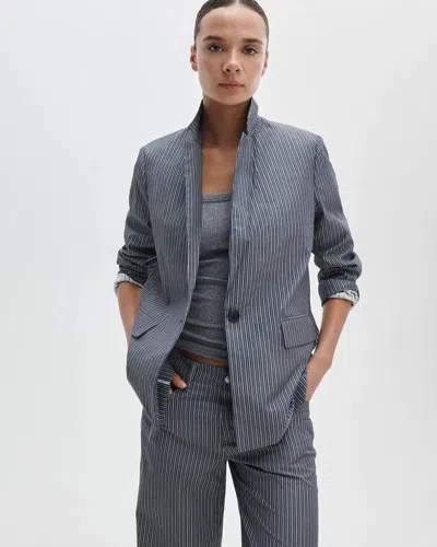 Rag & Bone Jennie Striped Poplin Blazer In Blue