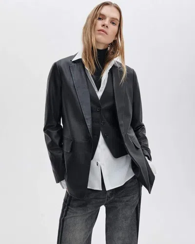 Rag & Bone Jennifer Leather Two-in-one Blazer In Black