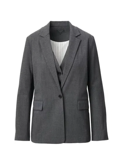 Rag & Bone Jennifer Striped Blazer Set In Gray