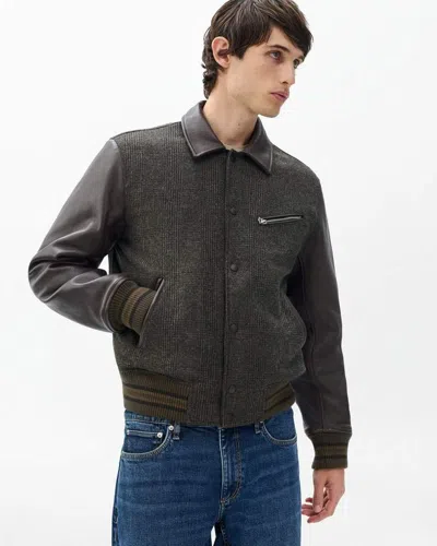 Rag & Bone Jeremy British Wool Varsity Jacket In Gray