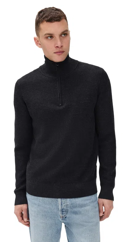 Rag & Bone Joel Merino Half Zip Sweater In Black