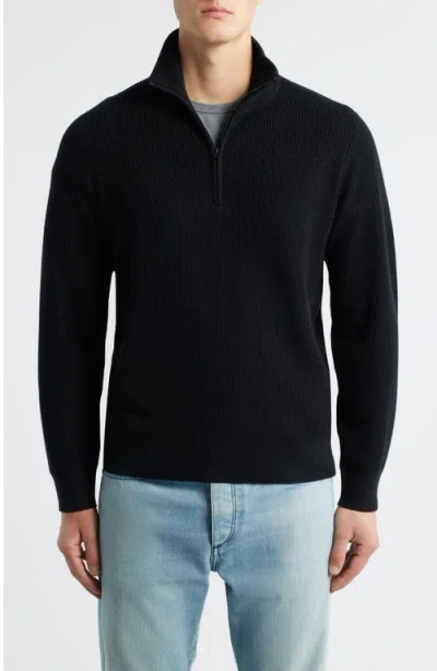 Rag & Bone Joel Merino Wool Blend Half Zip Sweater In Black