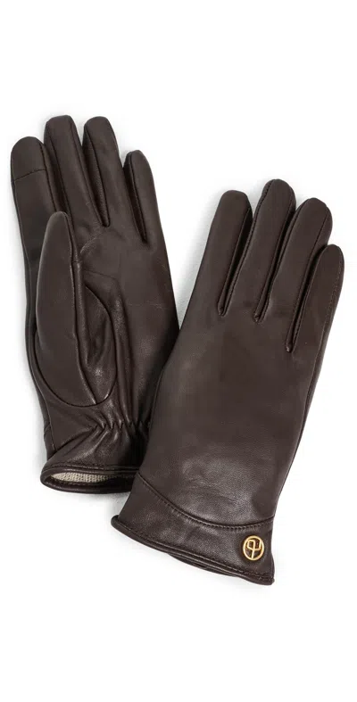 Rag & Bone Joni Lambskin Leather Gloves Dark Espresso