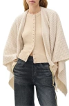 Rag & Bone Joni Recycled Wool Blend Waffle Poncho In Neutral