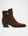 Rag & Bone Joni Suede Buckle Ankle Boots In Brown