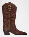 Rag & Bone Joni Suede Cowboy Boots In Brown