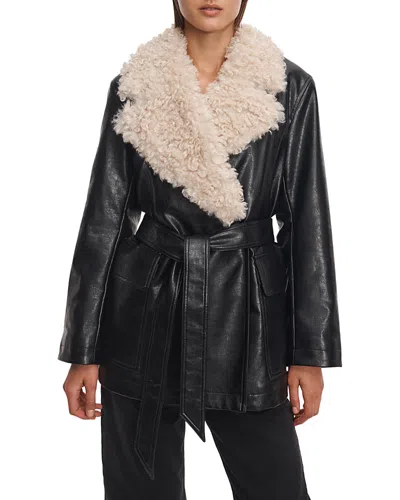Rag & Bone Jordan Faux Leather Belted Jacket In Black