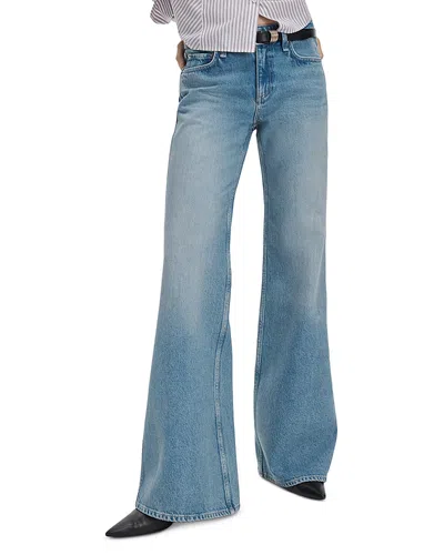 Rag & Bone Josie Low Rise Cotton Relaxed Flare Jeans In Tiburon In Blue