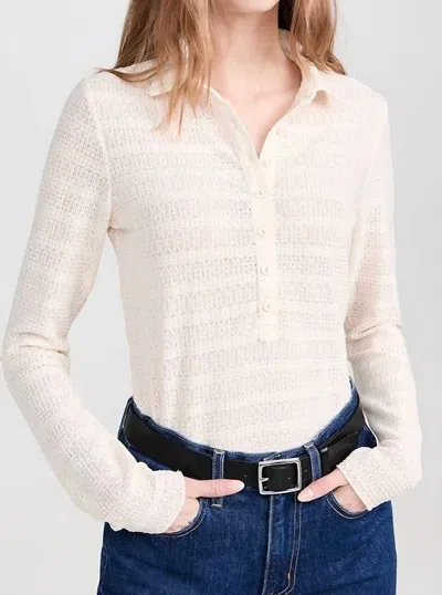 Rag & Bone Julia Long Sleeve Polo In Ivory In White
