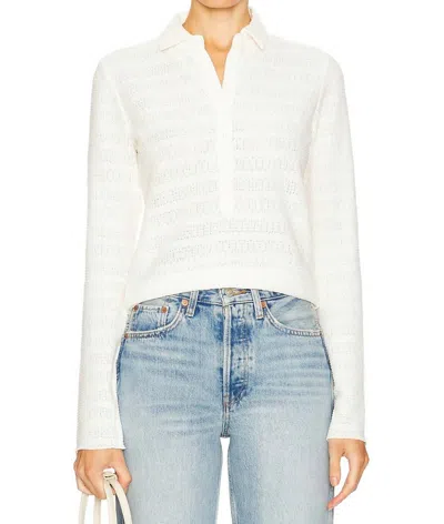Rag & Bone Julia Open Knit Polo Shirt In Ivory In White