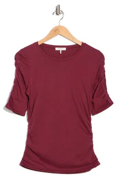 Rag & Bone Juliet Shirred Sleeve Top In Burgundy