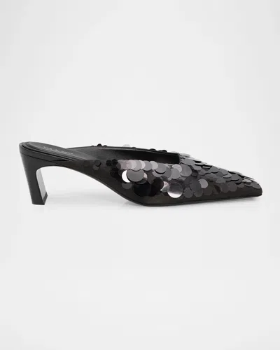 Rag & Bone Kai 55mm Paillette-embellished Satin Mules In Black