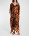 Rag & Bone Kaia Silk-blend Kaftan In Orange Tiger
