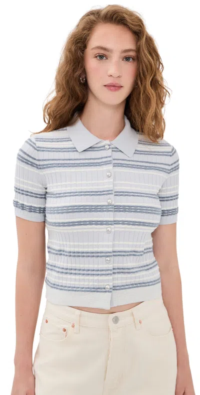 Rag & Bone Karina Stripe Cardigan Light Blue