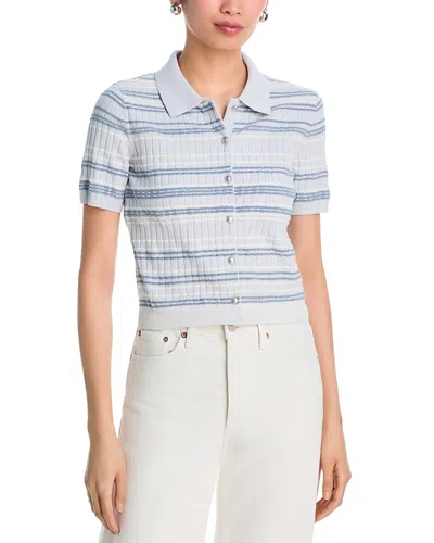 Rag & Bone Karina Stripe Short Sleeve Cardigan In Blue