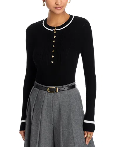 Rag & Bone Kassy Rib Henley Tee In Black