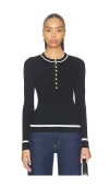 Rag & Bone Kassy Rib Henley Top In Black
