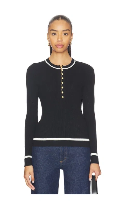 Rag & Bone Kassy Rib Henley Top In Black