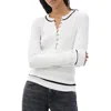 Rag & Bone Kassy Rib Henley Tee In White