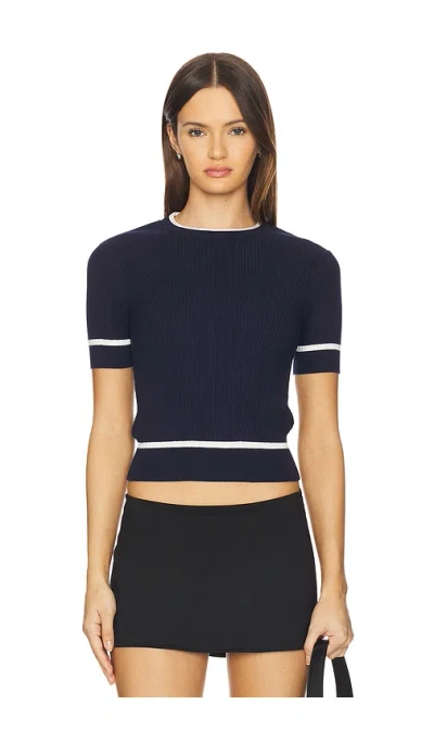 Rag & Bone Kassy Rib Short Sleeve Top In Blue