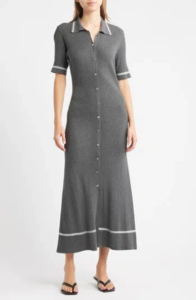 Rag & Bone Kassy Tipped Polo Midi Dress In Charc