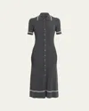 Rag & Bone Kassy Tipped Midi Polo Dress Charcoal In Gray