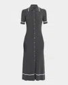 Rag & Bone Kassy Tipped Midi Polo Dress Charcoal In Gray