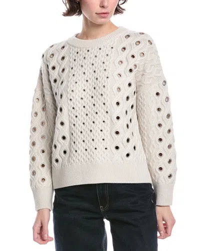 Rag & Bone Kat Grommet Cable Wool Sweater In Gray