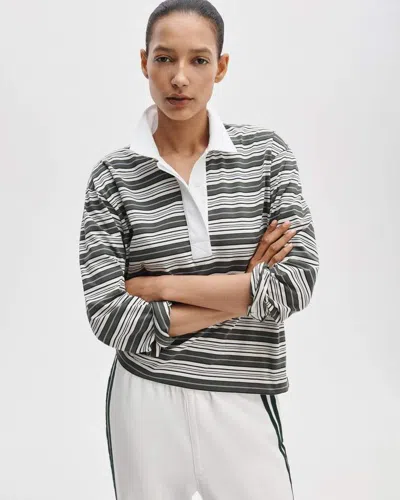 Rag & Bone Kelly Boxy Striped Long-sleeve Polo In Multi
