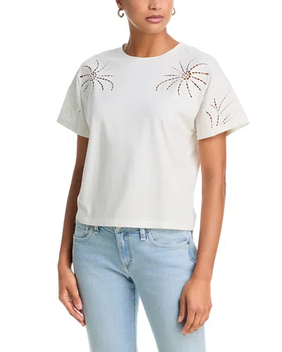 Rag & Bone Kelly Floral Cut Out Boxy Tee In White