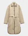 Rag & Bone Kelly Oversize Faux Leather Trim Quilted Jacket In Nude