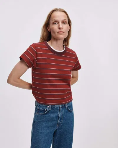 Rag & Bone Kelly Perfect Striped Tee In Brown