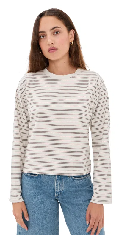 Rag & Bone Kelly Stripe Boxy Long Sleeve Tee Copper Multi In Gold