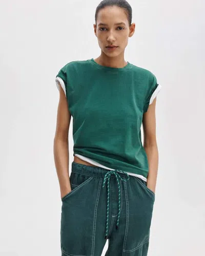 Rag & Bone Distressed Washed Kelly Boxy Tee In Green