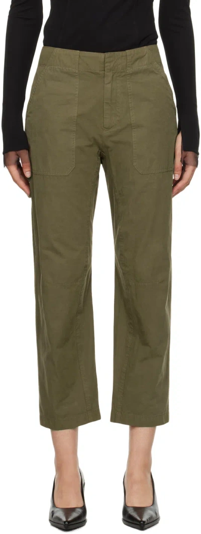 Rag & Bone Khaki Leyton Trousers In Olive Gree