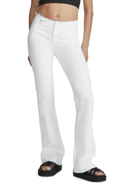 Rag & Bone Kinsley Raw Hem Low Rise Flare Jeans In White