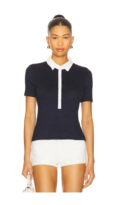 RAG & BONE KNIT BUTTON SHORT SLEEVE POLO TOP